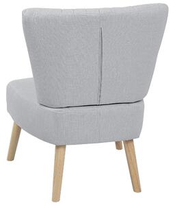 Poltrona grigio chiaro senza braccioli con sedia senza braccioli a trapuntatura verticale gambe in legno Beliani