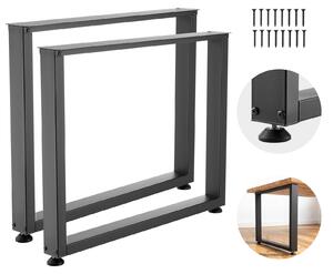 Piedini per tavolo - Set da 2 gambe a forma di U - In tubo quadrato - Dimensioni 750 x 900 mm - Portata 1000 kg - Per tavolo da pranzo, scrivania, tavolino da salotto - Nero