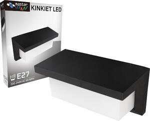MasterLED Lampada da esterno moderna nera E27, lampada da parete IP54 in alluminio, lampada da facciata rettangolare per pareti esterne, terrazze e ingressi