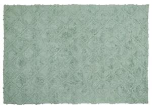 Tappeto in morbido cotone verde 140 x 200 cm con motivo geometrico camera da letto soggiorno Beliani