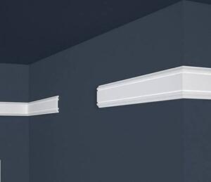PROVISTON | Modanatura decorativa | Polistirolo | 8 x 47 x 2000 mm | Bianco | Modanatura da parete | Verniciabile | Facile da montare | Alta qualità | Robusta e leggera | 10 metri