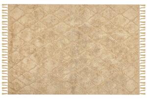 Tappeto beige in cotone trapuntato motivo geometrico con nappe 160 x 230 cm stile boho soggiorno camera da letto Beliani