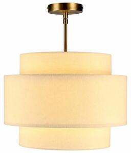 Lampada a sospensione Relaxdays, stile Mid-Century, retro, con paralume a 3 livelli, attacco E27, dimensioni: 39,5 x 35 cm, realizzata in lino e metallo, colore crema/ottone