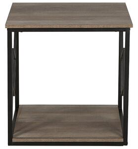 Tavolino Piano in Legno Scuro Struttura in Metallo Nero 56 x 56 cm Quadrato Moderno Soggiorno Industriale Beliani