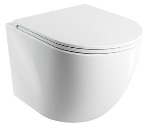 Omnires Ottawa vaso wc con copriwater a discesa lenta sospeso senza brida con scarico a vortice bianco lucida OTTAWASPMWBP