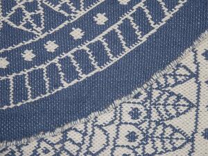 Tappeto tappetino Moquette Blu e Beige Reversibile Materiale Sintetico Esterno e Interno Rotondo 140 cm Beliani