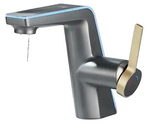 Miscelatore per lavabo, indicatore LED della temperatura, controllo monocomando, colore grigio