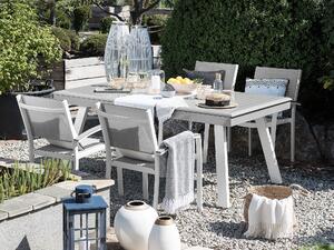 Tavolo da pranzo da giardino in alluminio grigio e bianco allungabile resistente agli agenti atmosferici Beliani