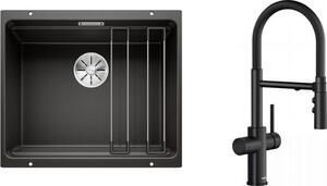 Set lavello in granito Blanco Etagon 500-U 525887, rubinetto da cucina Blanco Catris-S 526707