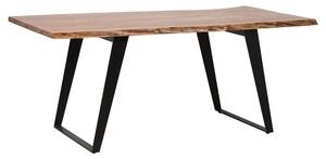 Lampada da tavolo da pranzo in legno di acacia 180 x 90 cm 6 posti gambe in acciaio Nero industriale Beliani