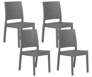 Set di 4 sedie da pranzo da giardino grigie in materiale sintetico impilabili per esterno minimalista Beliani