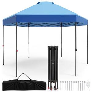 KOMFOTTEU, gazebo pop-up da giardino, 3,6 x 3,6 m, impermeabile (blu). Tenda pieghevole per feste con altezza regolabile, struttura in metallo, protezione solare, borsa per il trasporto, ideale per picnic, feste, campeggio, barbecue