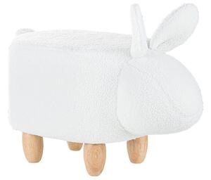 Sgabello per bambini con coniglietto di animali Poggiapiedi per cameretta con gambe in legno imbottite in tessuto di poliestere bianco Beliani
