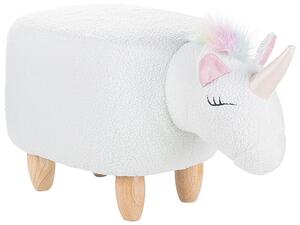Sgabello per bambini Unicorno animale Tessuto in poliestere bianco Gambe in legno imbottite Poggiapiedi per scuola materna Beliani