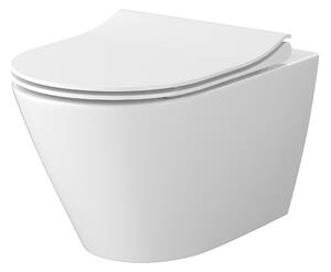 Cersanit City vaso wc con copriwater a discesa lenta sospeso senza brida con scarico a vortice bianco lucida S701-883