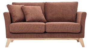 Divano scandinavo sfoderabile 2 posti in tessuto chenille terra bruciata e legno chiaro OSLO