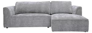 Divano ad angolo destro design in tessuto effetto velluto testurizzato grigio 3 posti GRAMMY