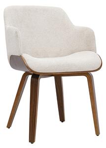 Sedia in tessuto ciniglia beige e legno scuro EARL