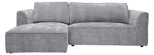 Divano ad angolo sinistro di design in tessuto effetto velluto testurizzato grigio 3 posti GRAMMY