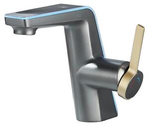 Miscelatore per lavabo, controllo digitale a LED, due modalità di erogazione, colore grigio gunmetal