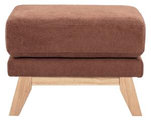 Pouf poggiapiedi scandinavo in tessuto ciniglia terra bruciata e legno chiaro OSLO