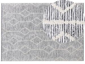 Tappeto grigio con lana beige misto cotone 160 x 230 cm moderno geometrico intrecciato a mano a trama piatta Beliani