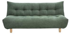 Divano letto scandinavo 3 posti in tessuto di ciniglia verde kaki e legno chiaro YUMI