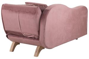 Chaise longue a versione destra in velluto rosa con contenitore in stile moderno soggiorno Beliani