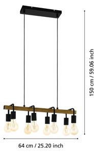 Eglo 43316 - Lampada a sospensione con cavi ERRIBERA 8xE27/40W/230V rovere/nero