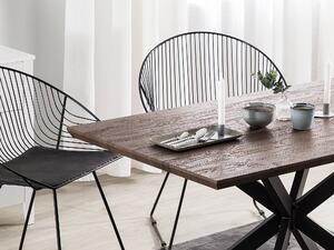 Tavolo da pranzo Piano in legno scuro Gambe in metallo Nero 140 x 80 cm 6 posti rettangolare industriale Beliani