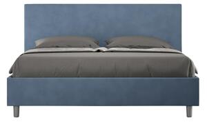Letto matrimoniale ADELE con testata e Letto imbottiti, rivestimento in Microfibra dimensioni 160x190 cm, Spessore Testata 3 cm effetto trapuntato colore Blu