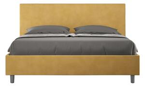 Letto matrimoniale ADELE con testata e Letto imbottiti, rivestimento in Microfibra dimensioni 160x190 cm, Spessore Testata 3 cm effetto trapuntato colore Ocra