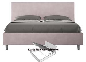 Letto matrimoniale con contenitore ADELE con testata e Letto imbottiti, rivestimento in Microfibra dimensioni 160x190 cm colore Glicine