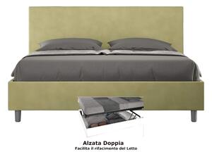 Letto matrimoniale con contenitore e Doppia Alzata ADELE , rivestimento in Microfibra imbottito dimensioni 160x190 cm colore Te Verde