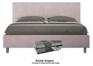 Letto matrimoniale con contenitore e Doppia Alzata ADELE , rivestimento in Microfibra imbottito dimensioni 160x190 cm colore Glicine