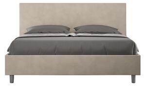 Letto matrimoniale ADELE con testata e Letto imbottiti, rivestimento in Microfibra dimensioni 160x190 cm, Spessore testata 3 cm effetto trapuntato colore Sabbia