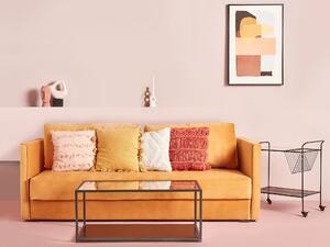 Set di 2 cuscini in poliestere rosa con nappe 45 x 45 cm stile boho camera da letto soggiorno Beliani