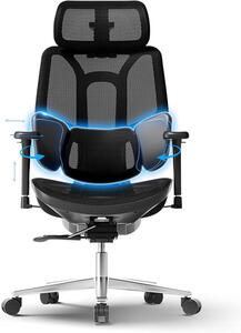 Sedia da ufficio ergonomica con supporto lombare a 3 zone, poggiatesta 3D e braccioli 3D, colore nero