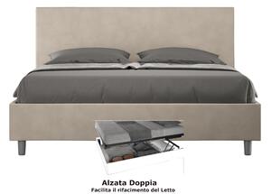 Letto matrimoniale con contenitore e Doppia Alzata ADELE , rivestimento in Microfibra imbottito dimensioni 160x190 cm colore Sabbia