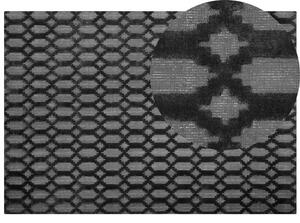 Tappeto Grigio Viscosa 160 x 230 cm Motivo Geometrico Tessuto a Mano Flatweave Beliani