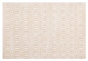 Tappeto Beige Viscosa 140 x 200 cm Motivo Geometrico Tessuto a Mano Flatweave Beliani