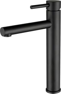 Rubinetto per lavabo nero opaco con bocca alta, miscelatore monocomando in ottone