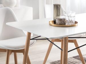 Tavolo da pranzo in legno chiaro con piano bianco 140 x 80 cm moderno scandinavo Beliani