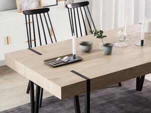Tavolo da pranzo leggero piano in legno gambe a forcella in metallo Nero 150 x 90 cm stile industriale rettangolare Beliani