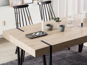 Tavolo da pranzo leggero piano in legno gambe a forcella in metallo Nero 180 x 90 cm stile industriale rettangolare Beliani