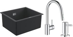Set lavello in granito Grohe K700 31653AP0, rubinetto da cucina Grohe Eurosmart Cosmopolitan 31481001, 40535000