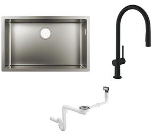 Set rubinetto da cucina Hansgrohe Talis M54 72801670, lavello in acciaio Hansgrohe S 71 43428800, 43921800