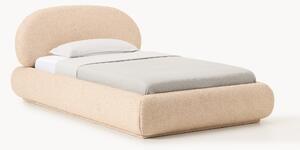 Letto singolo imbottito in bouclé con contenitore Alba