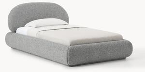 Letto singolo imbottito in bouclé con contenitore Alba