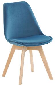 Set di 2 sedie da pranzo con rivestimento in velluto blu Sedile con gambe in legno eleganti dal design moderno Beliani